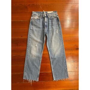 Rag & Bone Ruth High Rise Straight Jeans 27 Cropped Raw Hem Denim
